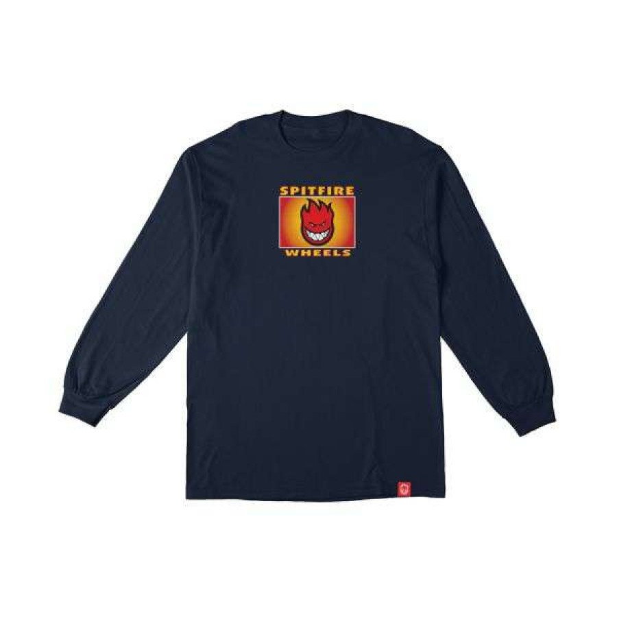 Clothing * | Quality Guarantee Spitfire. Youth Label Longsleeve Tee. Navy.