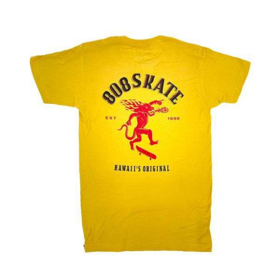 Clothing * | Best Price 808 Skate. Fiyah T Shirt. Yellow.