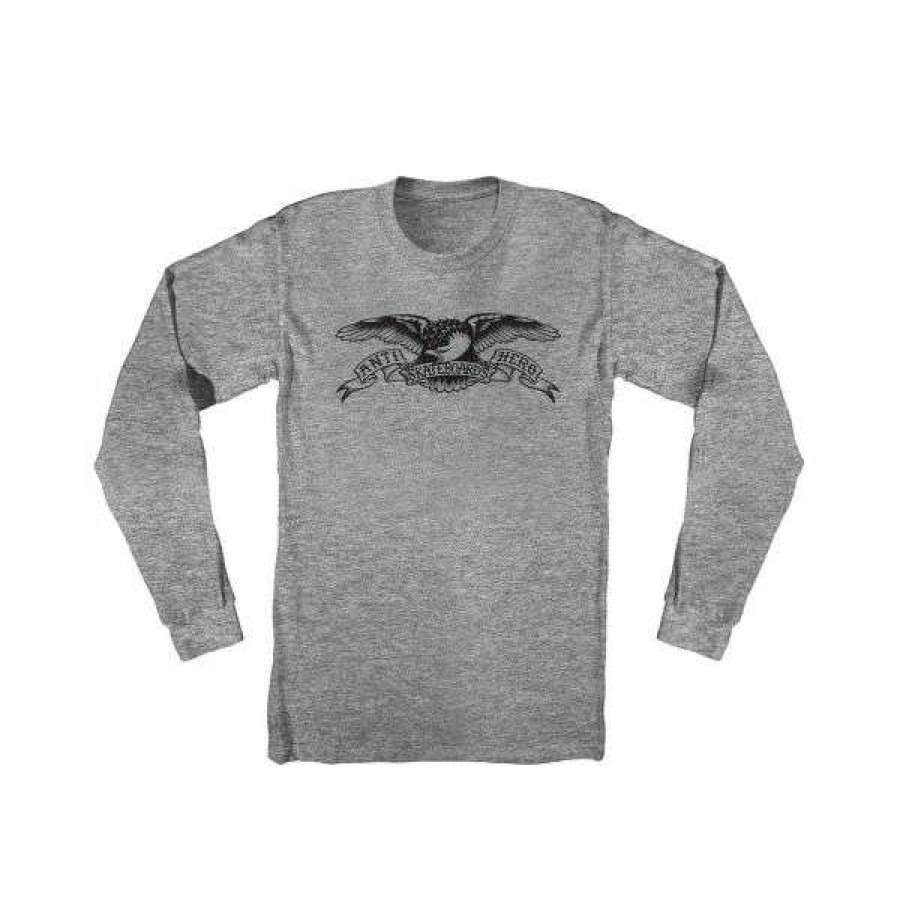 Clothing * | Bestsellers Anti Hero. Basic Eagle Longsleeve T Shirt. Heather/ Black.