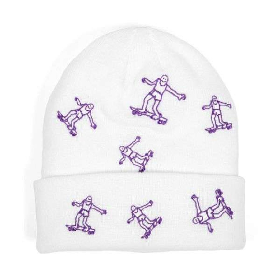 Clothing * | New Threads Thrasher. Gonz Pattern Beanie. White/ Purple.