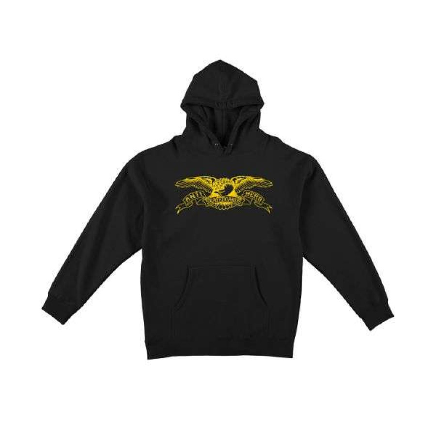 Clothing * | Shop Anti Hero. Eagle Youth Hoodie. Black/ Yellow.