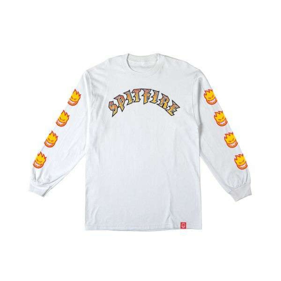 Clothing * | Online Spitfire. Old E Bighead Longsleeve Tee. White.