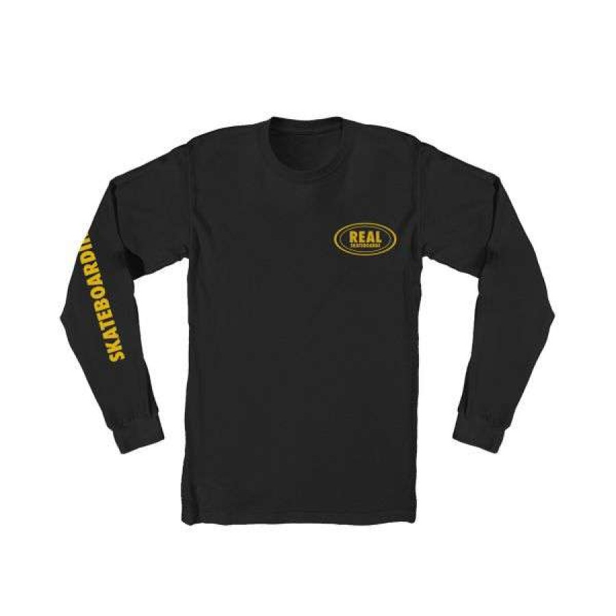 Clothing * | Bestsellers Real. Real Vs Everyone Longsleeve T Shirt. Black/ Yellow.