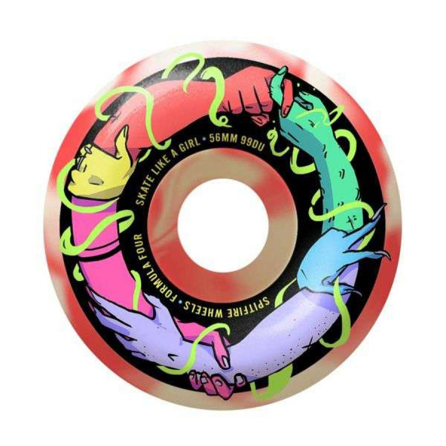 Skateboards * | New Threads Spitfire. F4 99 Friends Sk8 Like A Girl Classic 56Mm Wheels. Coral Swirl.