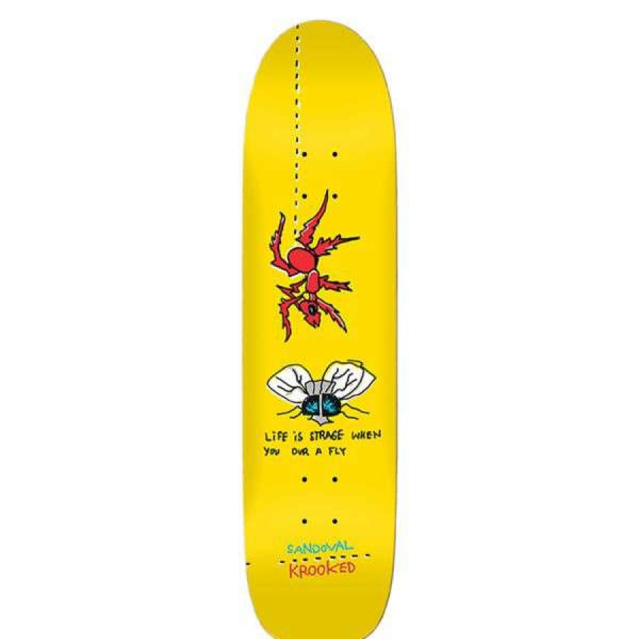 Skateboards * | High Quality Krooked. Sandoval Fly Shaped Pro Deck 8.25. Yellow/Multi.