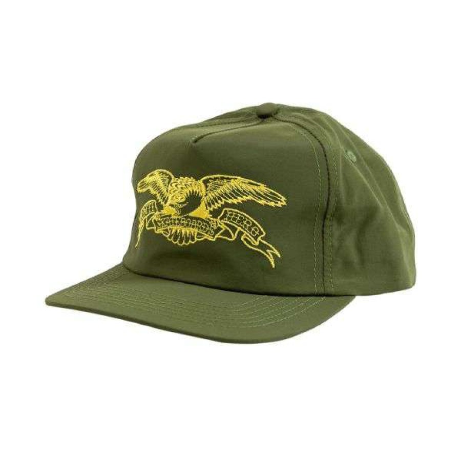 Clothing * | Closeout Sale Anti Hero. Basic Eagle Snapback. Olive/ Yellow.