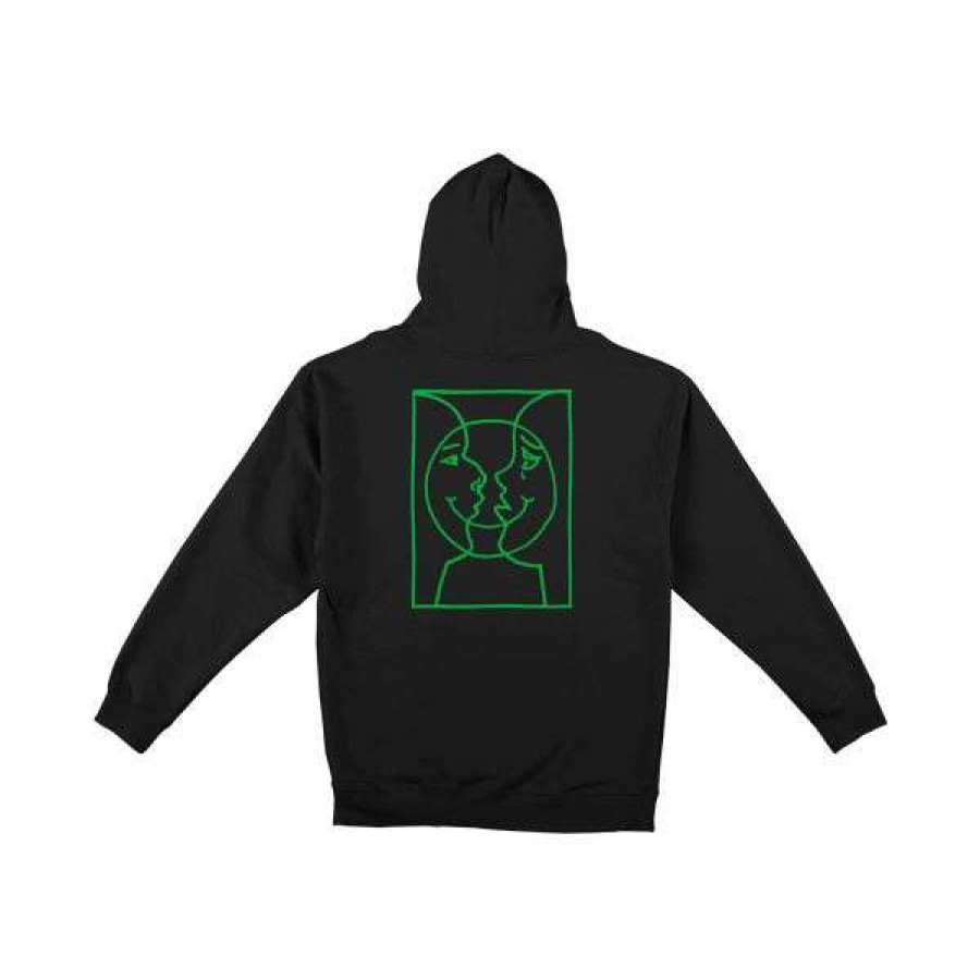 Clothing * | New Arrivals Krooked. Moonsmile Raw Hoodie. Black/Green.