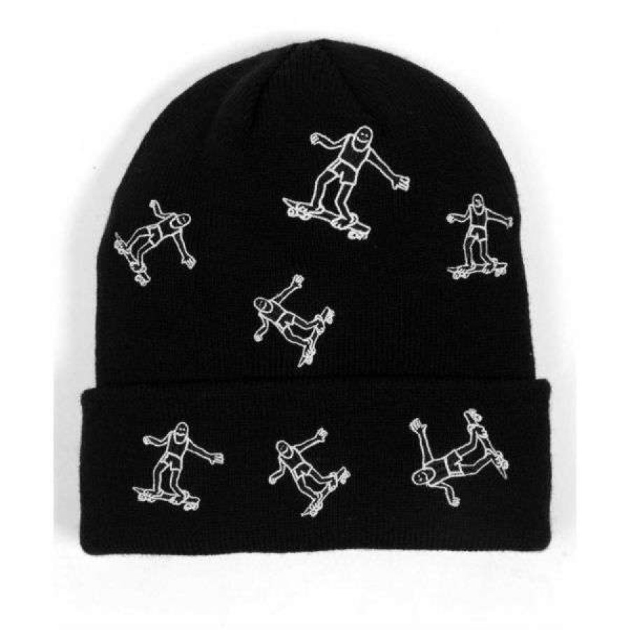 Clothing * | New Threads Thrasher. Gonz Pattern Beanie. Black/ White.