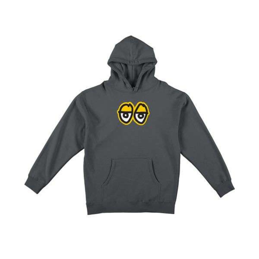 Clothing * | Top Selling Krooked. Eyes Hoodie. Charcoal / Yellow.