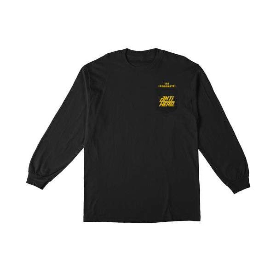 Clothing * | Best Sale Anti Hero. Try Concrete Longsleeve T Shirt. Black.