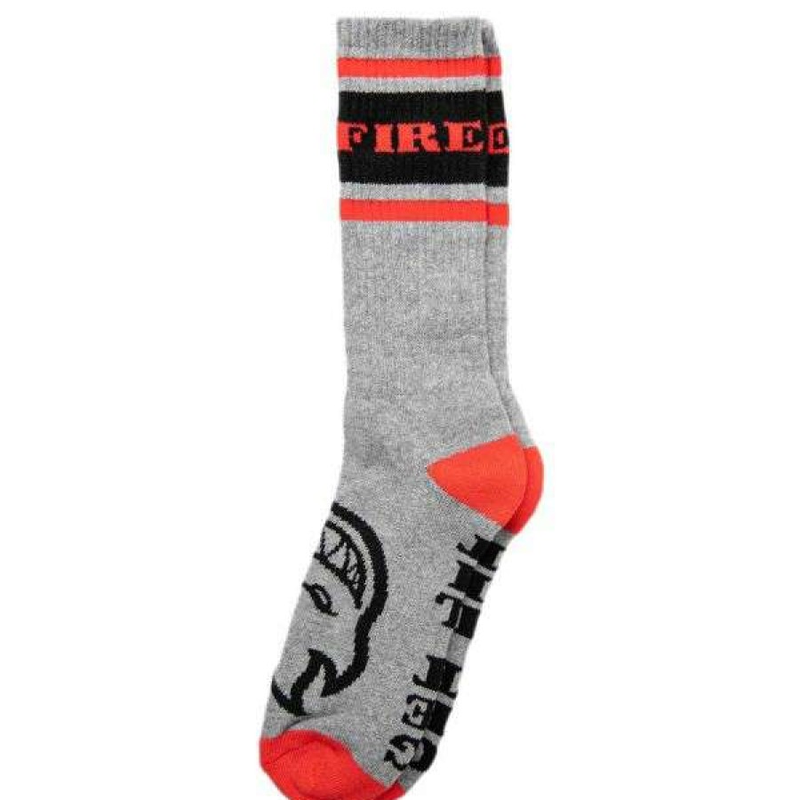 Accessories * | Discount Spitfire. Classic 87 Sock.Heather Grey/Black/Red.