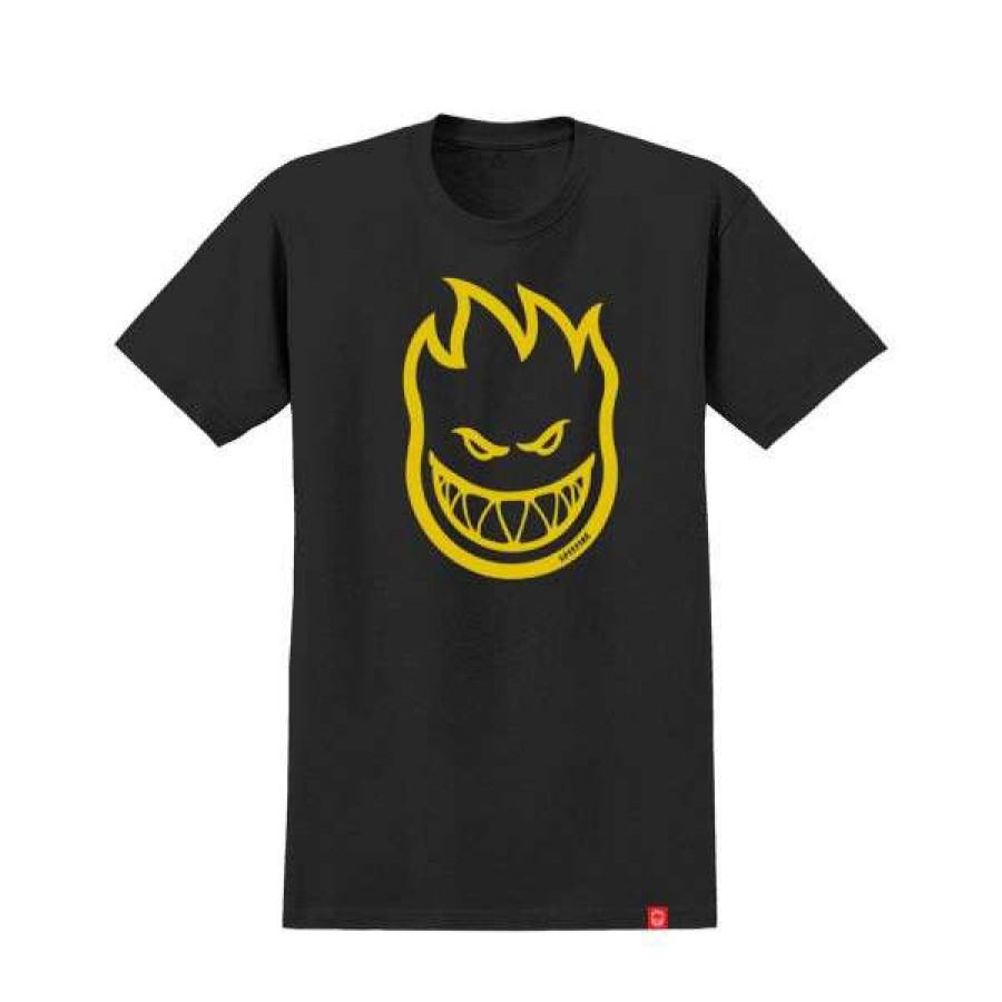 Clothing * | Online Spitfire. Youth Big Head T Shirt. Black/ Yellow.