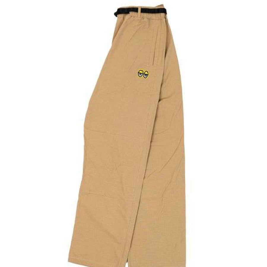 Clothing * | Quality Guarantee Krooked. Ripstop Double Knee Pants. Khaki/Yellow. Embroidery.