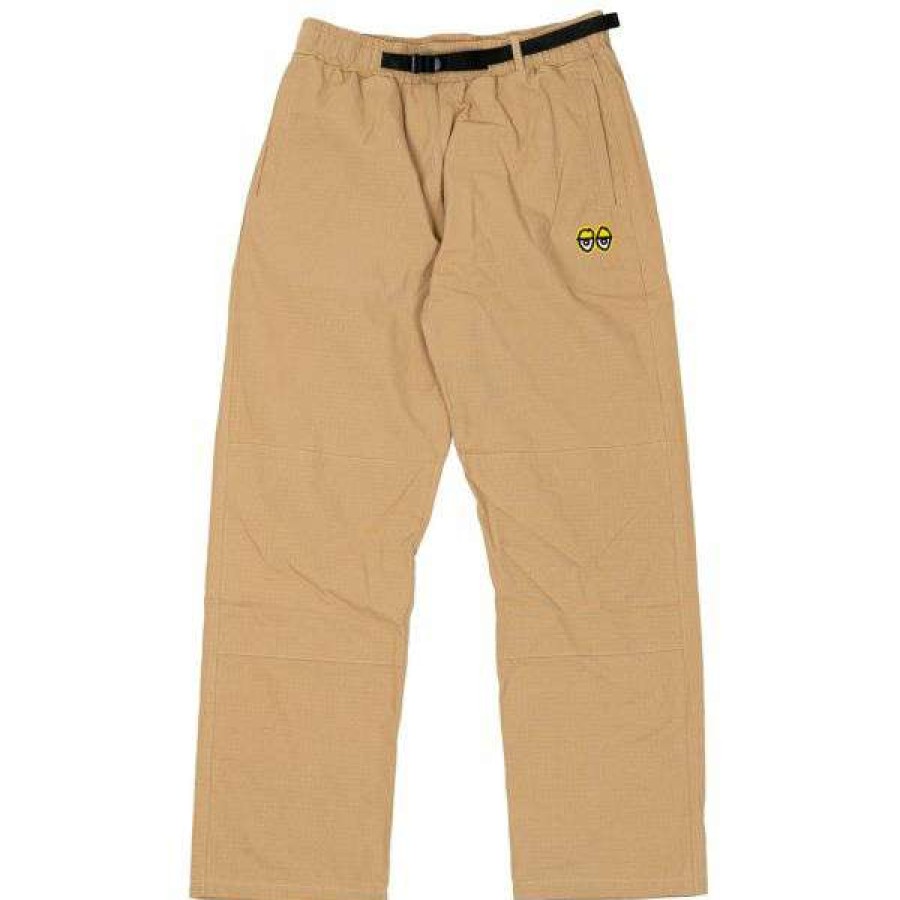 Clothing * | Quality Guarantee Krooked. Ripstop Double Knee Pants. Khaki/Yellow. Embroidery.