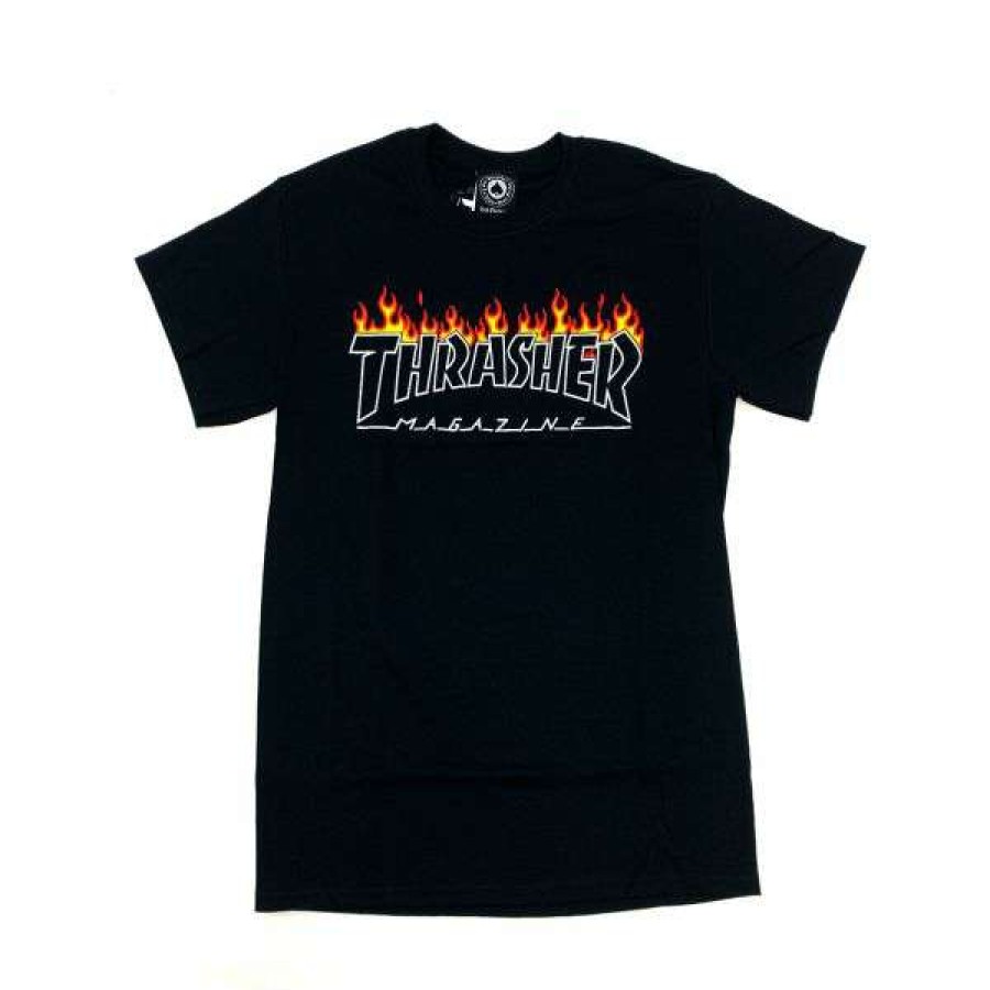 Clothing * | New Arrivals Thrasher. Scorched T Shirt. Black.