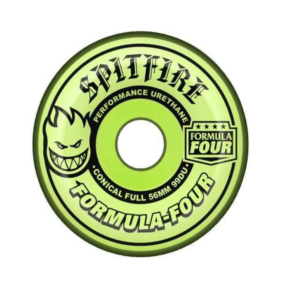 Skateboards * | Bestsellers Spitfire. F4 99 Glow In Dark Conical Full 56Mm Wheels. Natural/Glow.