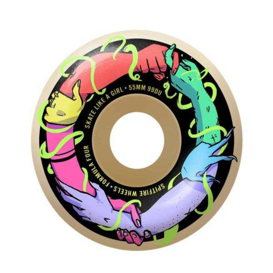 Skateboards * | Best Price Spitfire. F4 99 Skate Like A Girl Classic Shape Wheels. Natural.