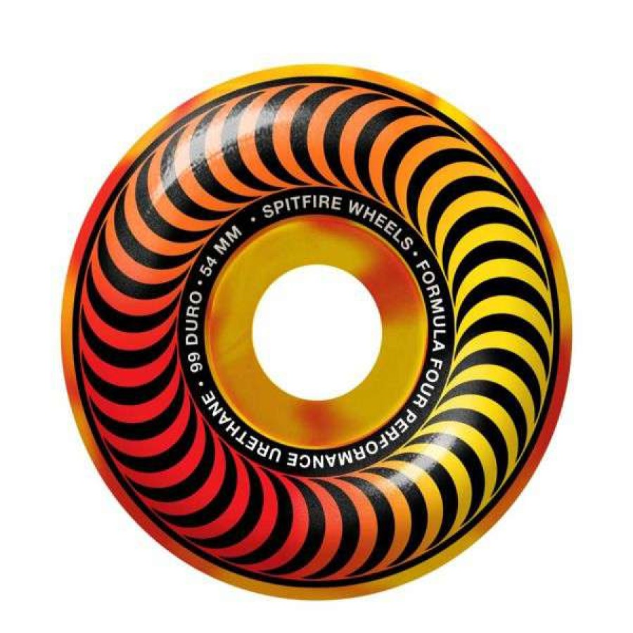 Skateboards * | Closeout Sale Spitfire. Multi Swirl F4 99 Classic 54Mm Wheels. Red/Yellow Swirl.