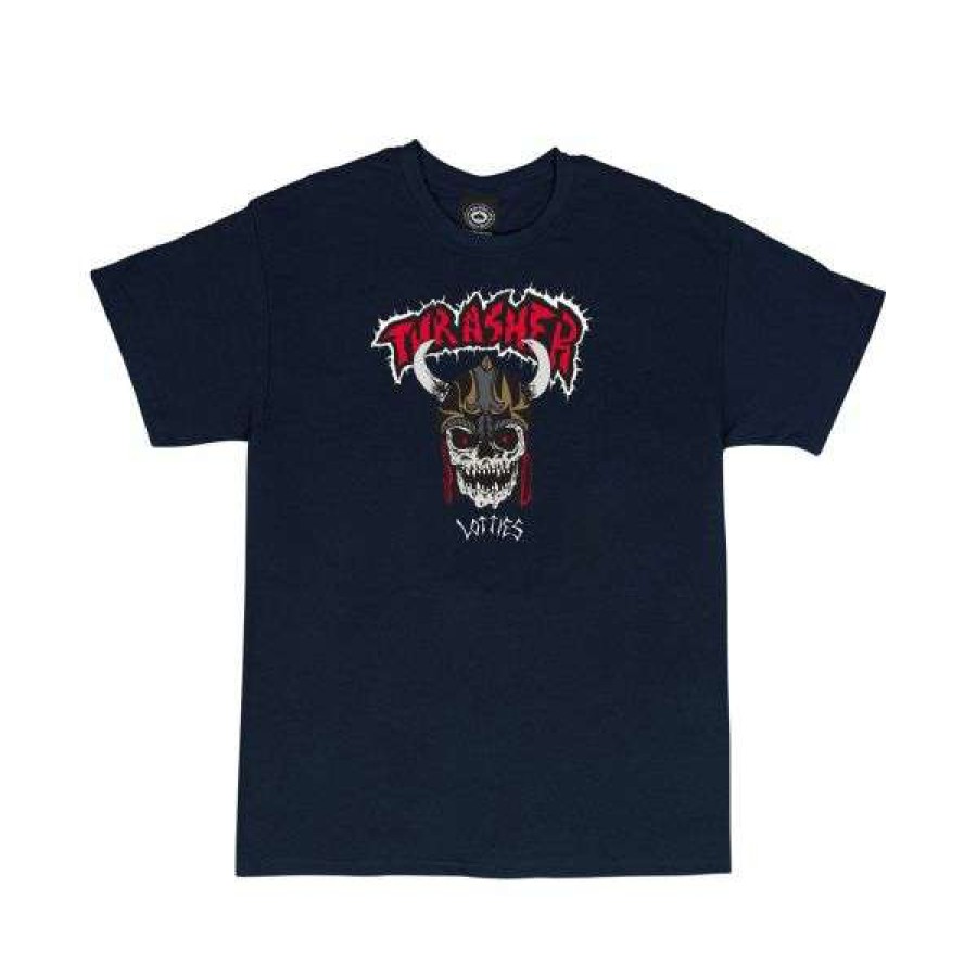 Clothing * | New Threads Thrasher. Lotties Tee. Navy.