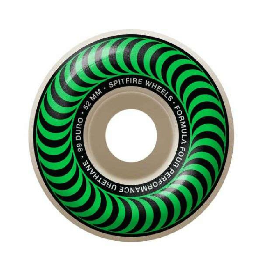 Skateboards * | Discount Spitfire. F4 99 Classic Shape 52Mm Wheels. Natural/Green Swirl.