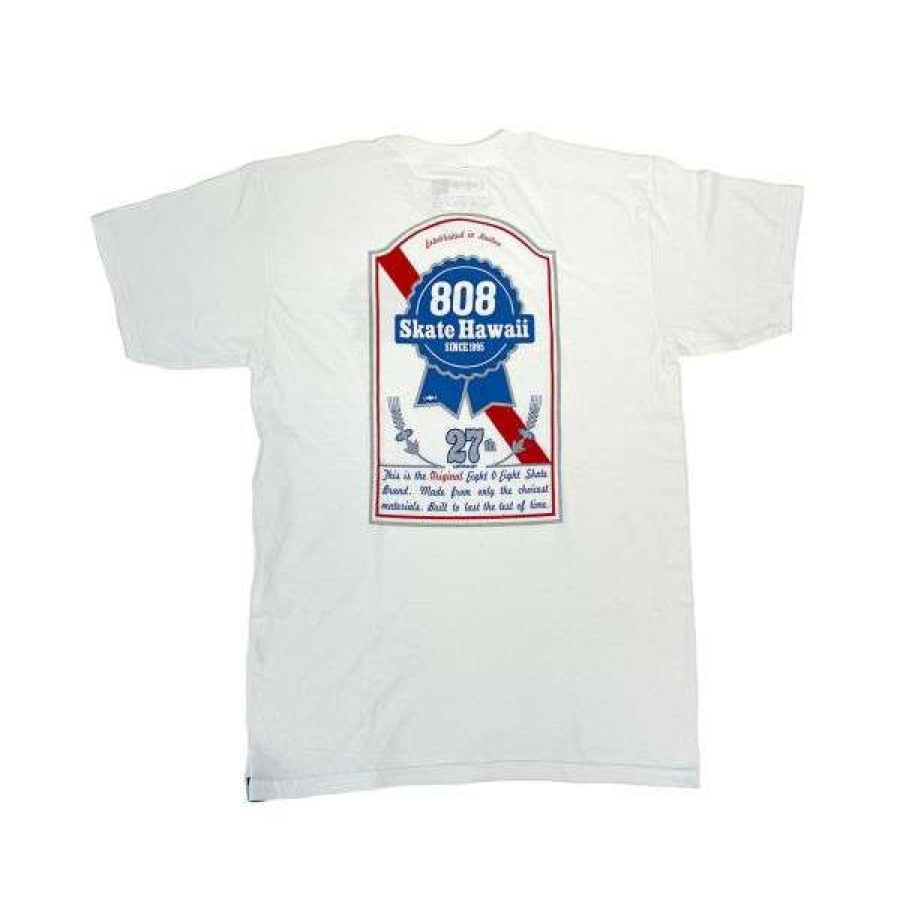 Clothing * | Bestsellers 808 Skate. 27Th Year Ribbon T Shirt. White.