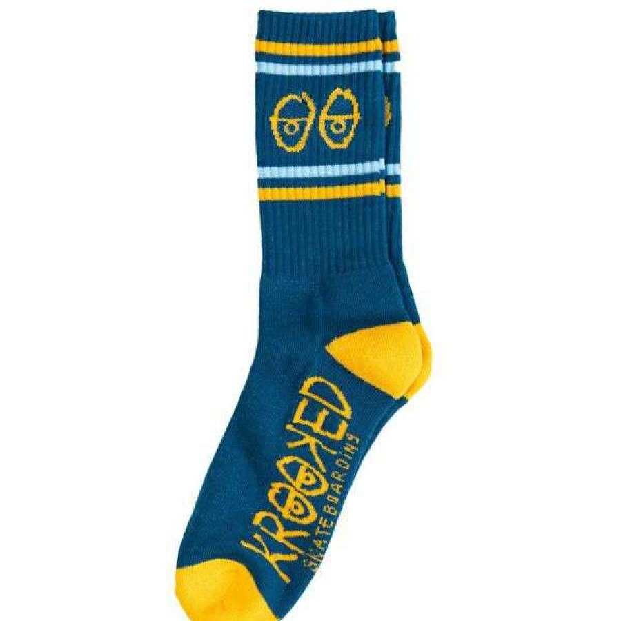 Accessories * | Best Quality Krooked. Eyes Sock. Blue/ Gold.