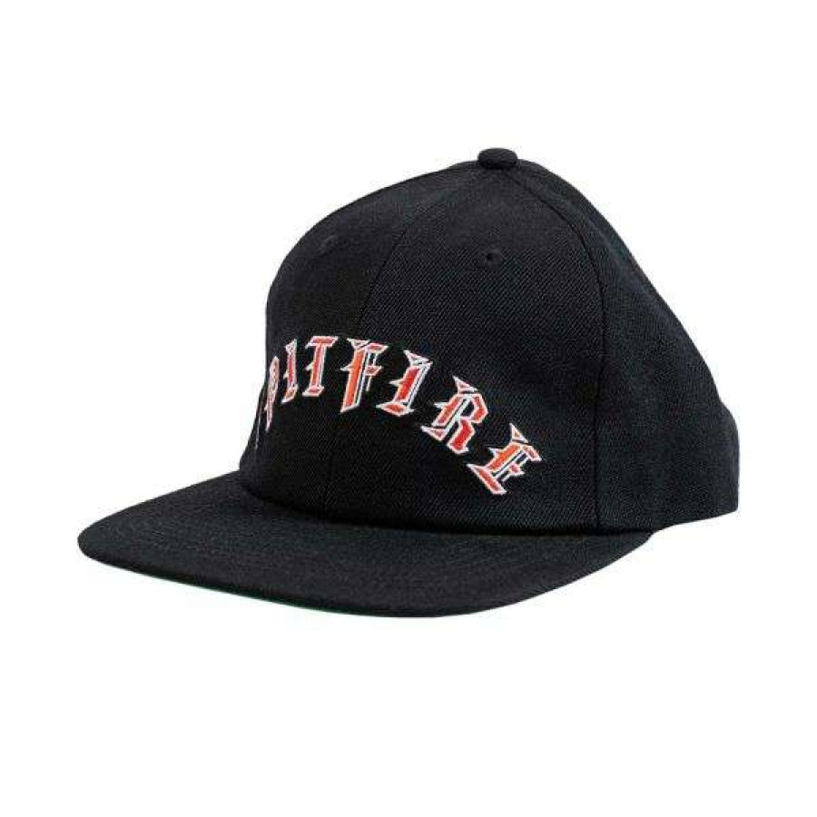 Clothing * | Best Sale Spitfire. Old E Arch Snapback. Black/ Red.