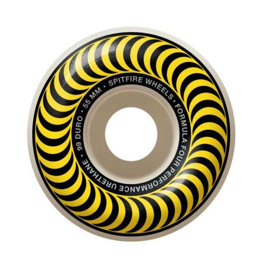 Skateboards * | Quality Guarantee Spitfire. F4 99 Classic Shape 55Mm Wheels. Natural/Yellow Swirl.