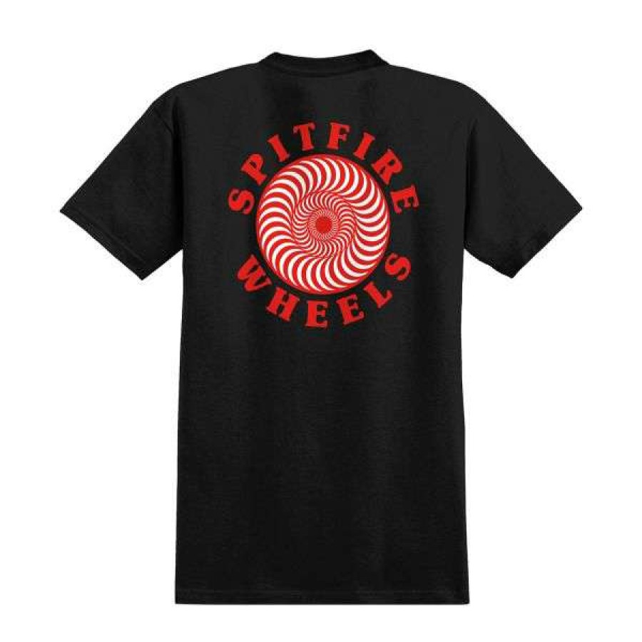 Clothing * | Official Spitfire. Og Classic Fill T Shirt. Black/ Red.