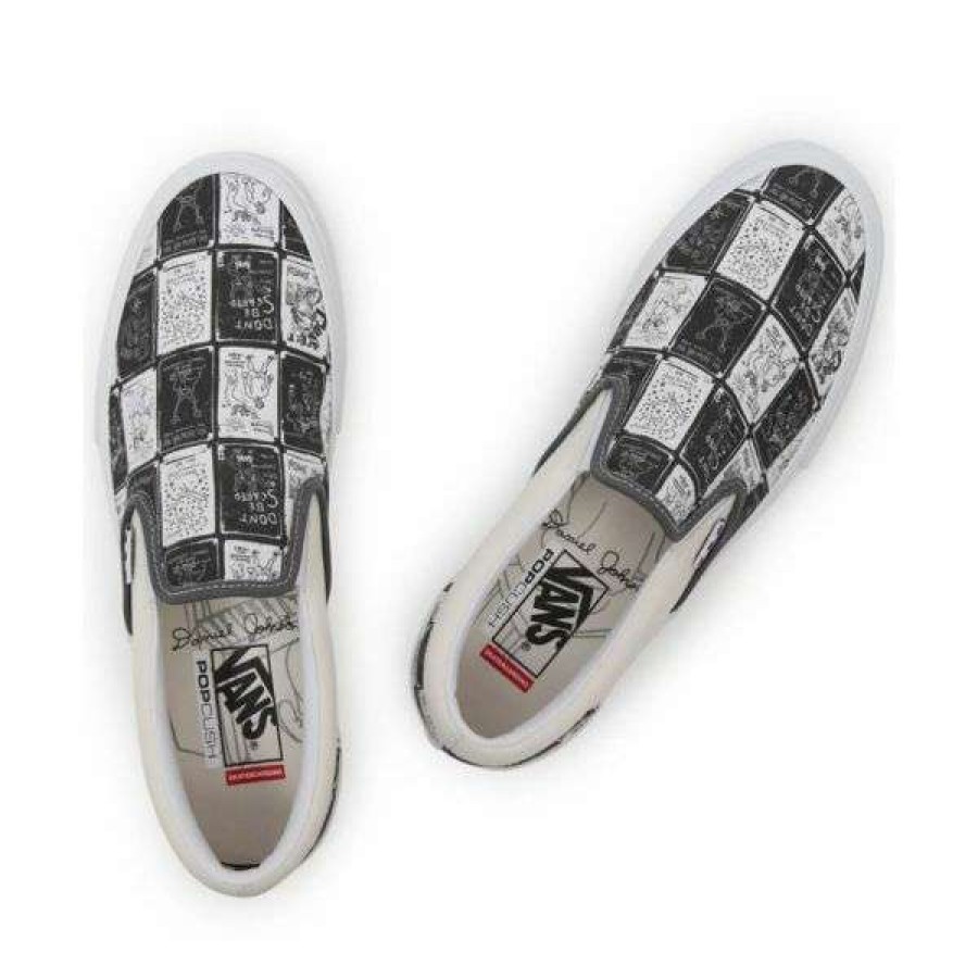 Shoes * | Online Vans. Daniel Johnston Skate Slip-On. Raven/White.