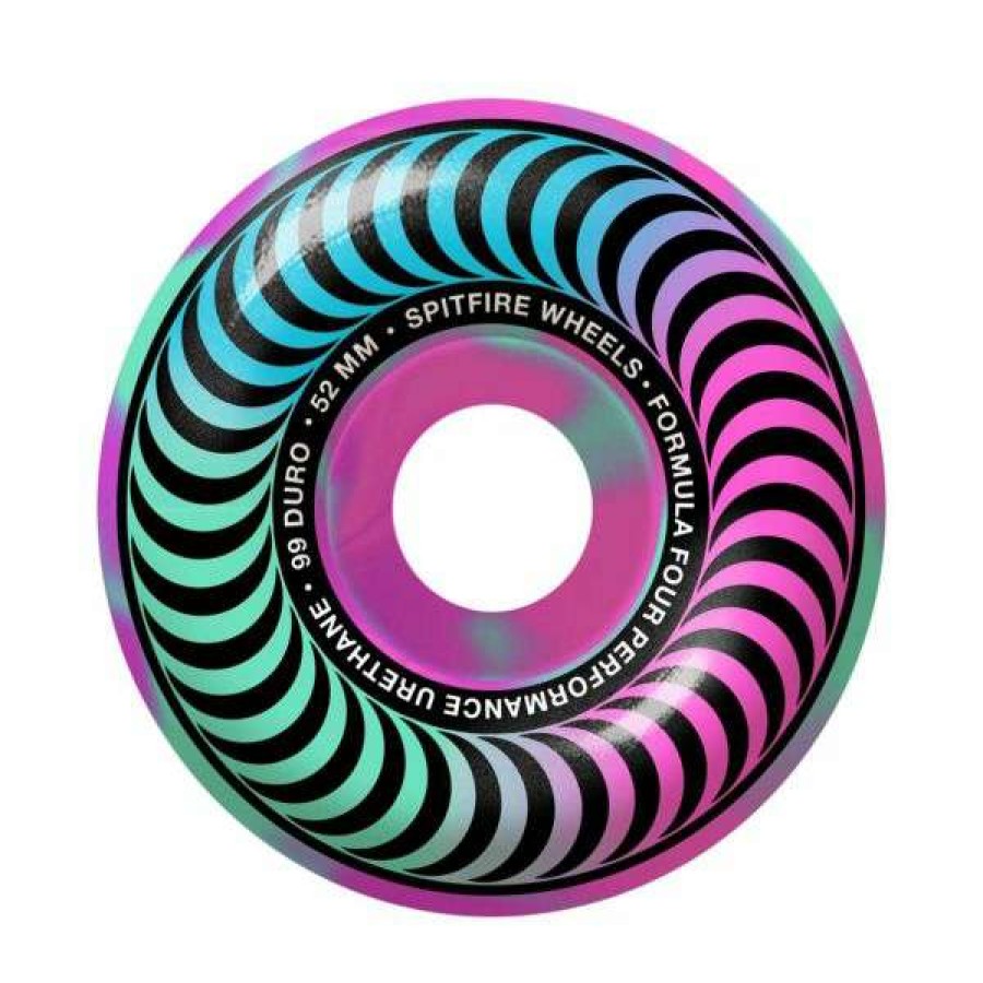 Skateboards * | Official Spitfire. Multi Swirl F4 99 Classic 52Mm Wheels. Pink/Teal Swirl.