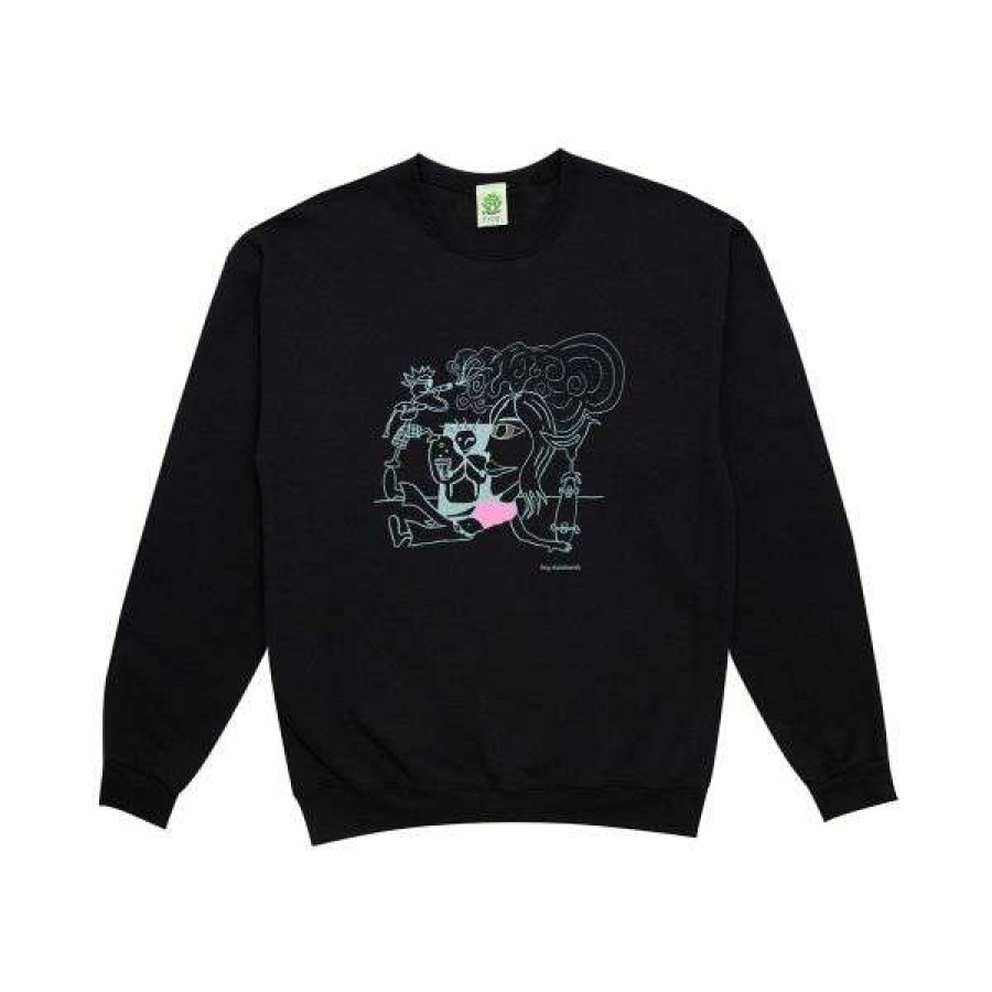 Clothing * | Clearance Frog Skateboards. Teenagers Crewneck. Black.