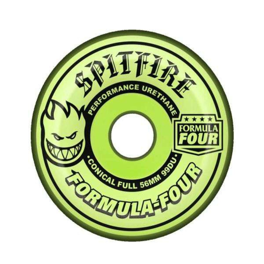 Skateboards * | Bestsellers Spitfire. F4 99 Glow In Dark Conical Full 58Mm Wheels. Natural/Glow.