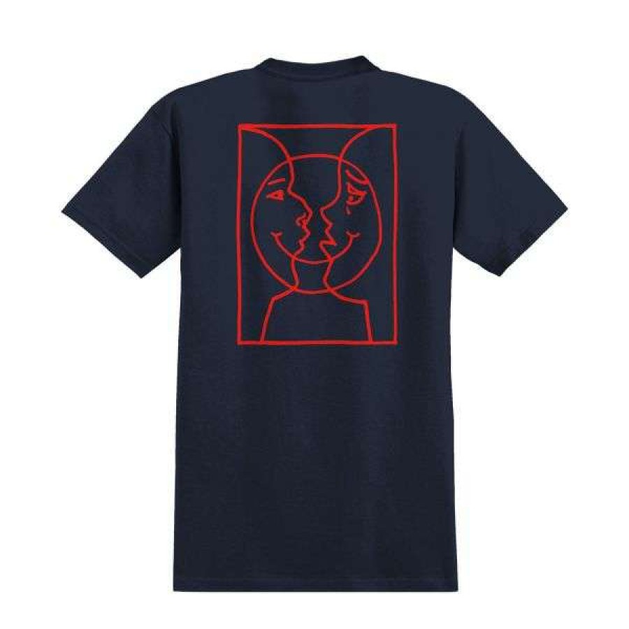 Clothing * | Clearance Krooked. Moonsmile T-Shirt. Raw/Navy.