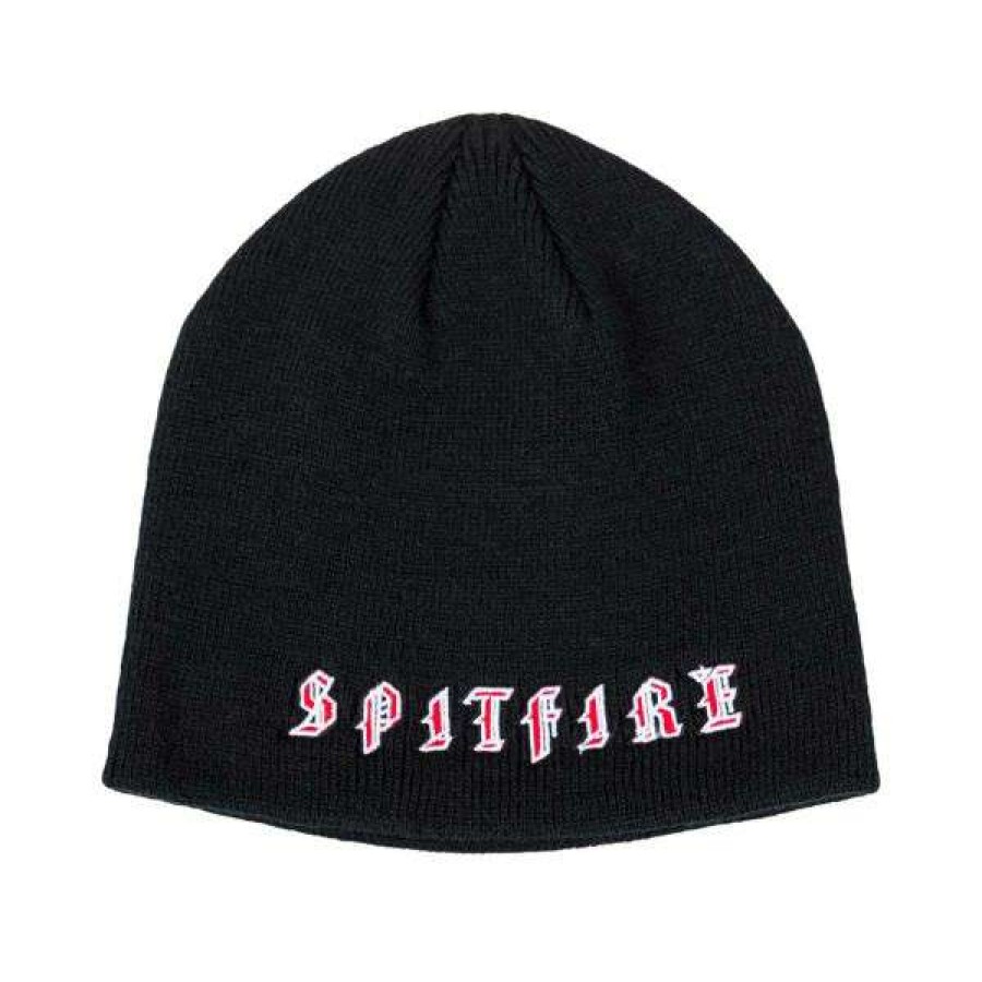 Clothing * | Discount Store Spitfire. Old E Skully Beanie. Black/White.