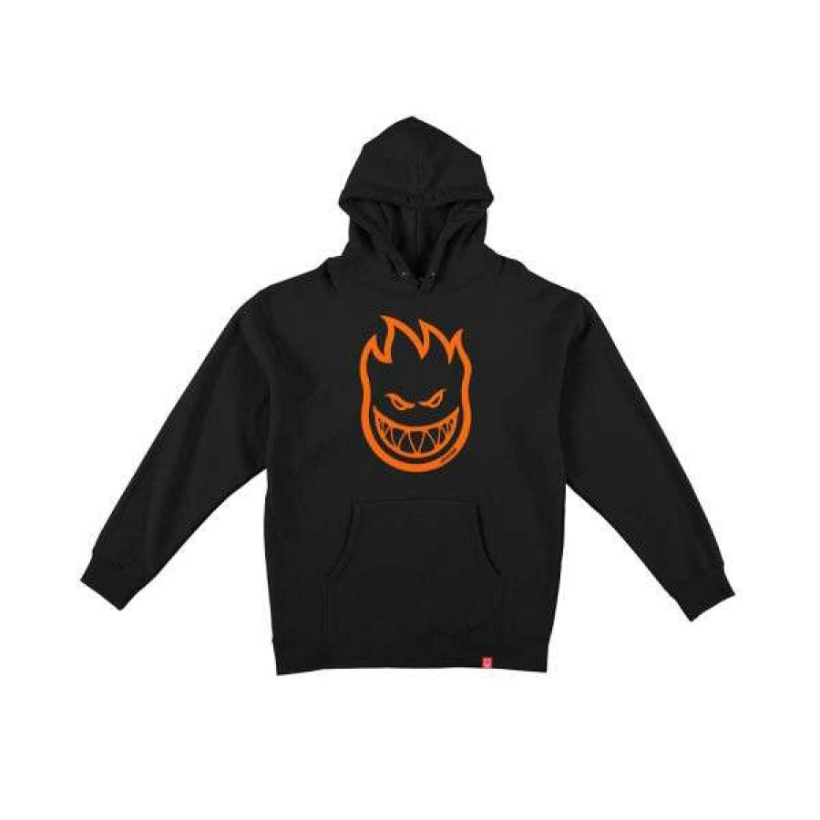 Clothing * | Top Selling Spitfire. Big Head Youth Hoodie. Black/ Orange.