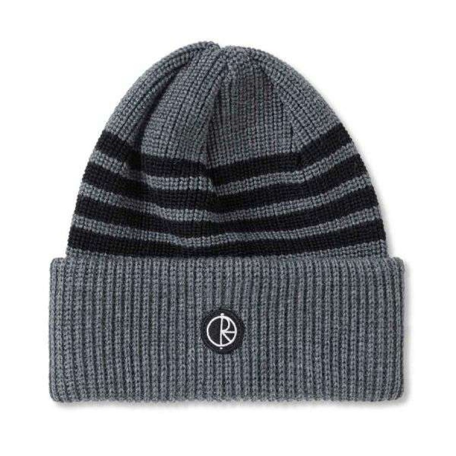 Clothing * | Discount Store Polar. Stripe Merino Beanie. Grey.