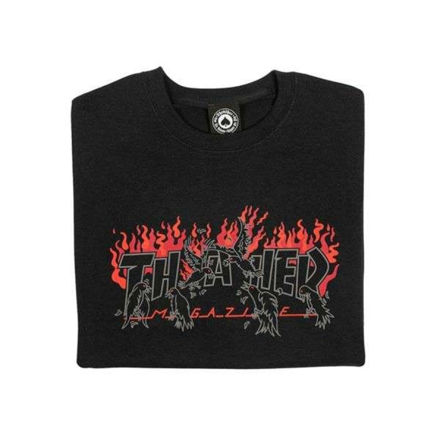 Clothing * | High Quality Thrasher. Crows T Shirt. Black.