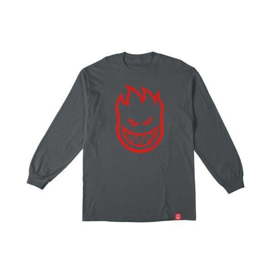 Clothing * | Quality Guarantee Spitfire. Bighead Longsleeve Youth Tee. Charcoal/Red.