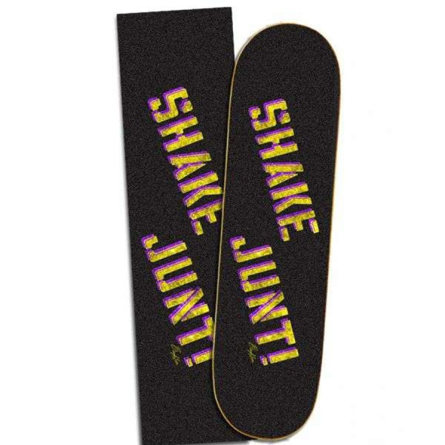 Skateboards * | Best Sale Shake Junt. Beagle Pro Grip. Black/Purple/Gold.